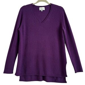 BELLE FRANCE CASHMERE V-NECK PURPLE MELANGE SWEATER SIZE MEDIUM